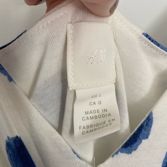 H&M Jersey Blue & White Polka Dot Dress - Large - Picture 2 of 3